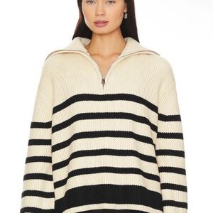 Blank NYC Black and Cream Quarter Zip Sweater